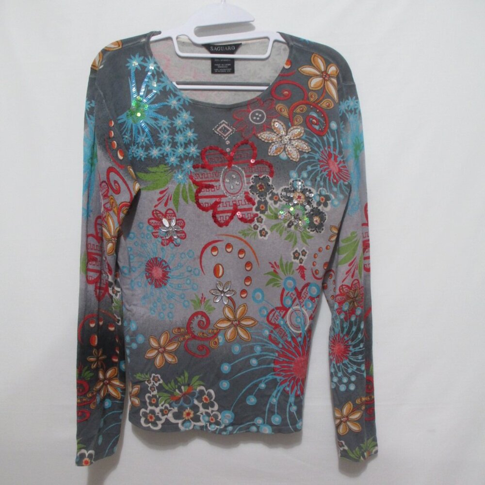 Saguaro Spun Silk Embellished Top Size M